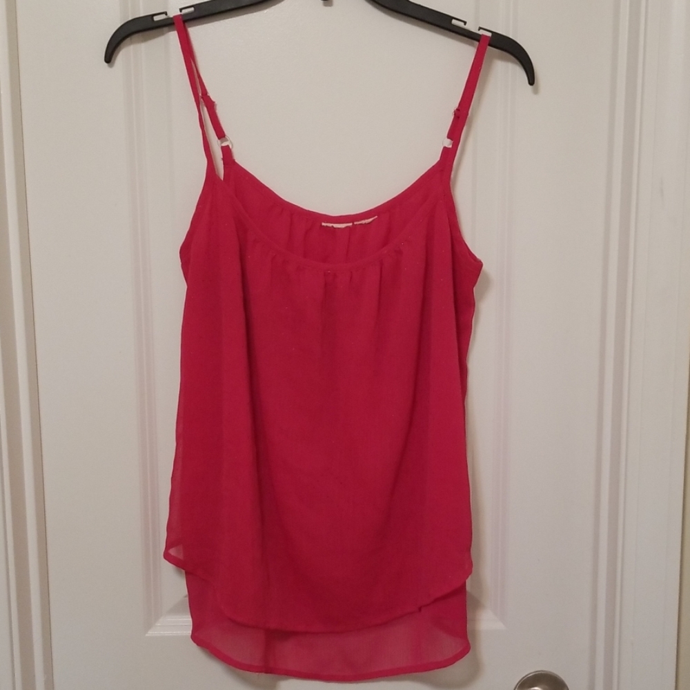 Mudd Fuschia Pink with gold sparkle tank top